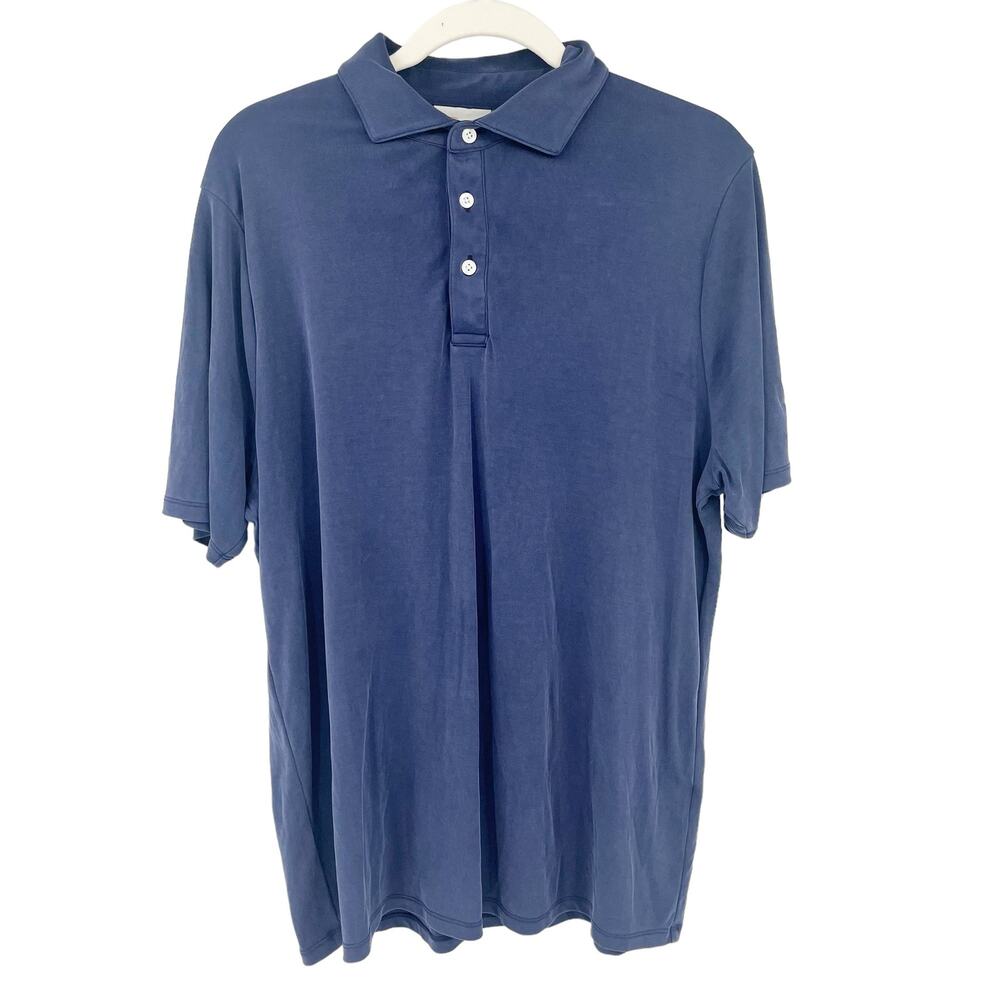 KJUS Mens Athleisure Casual Comfort Fit UPF 50 Golf Polo Shirt Size L Navy Blue‎